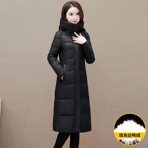 冬季长款白鸭绒羽绒服，连帽保暖过膝加绒冬装羽绒服外套QYM-JJ-MD23B117-Y 商品图1