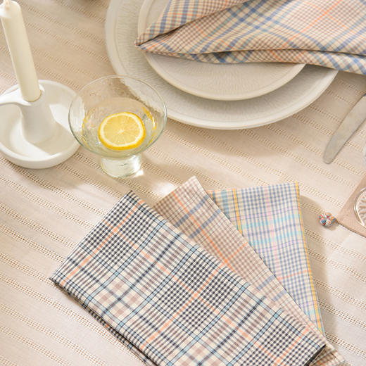 英伦格纹系列餐巾全棉高档田园风擦杯布餐巾 商品图1