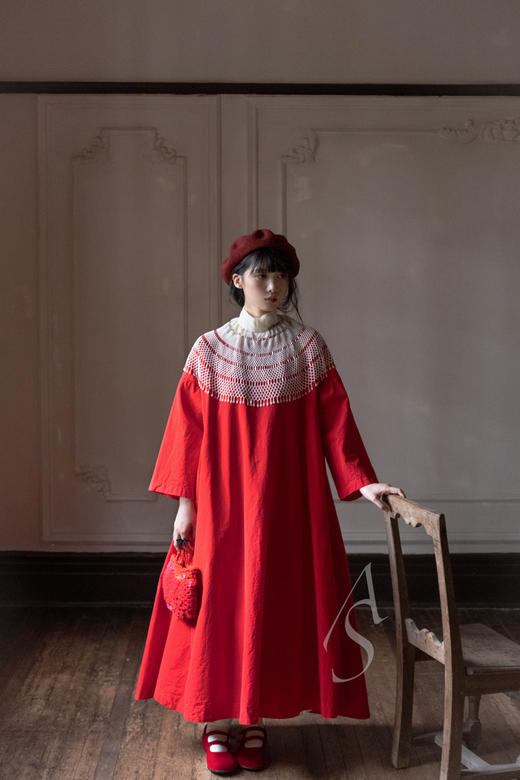 Daniela Gregis  红色/灰褐色双扣丝绒芭蕾舞鞋 商品图6