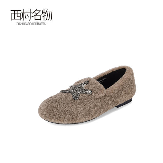 西村名物2023秋冬新款浅口平底休闲豆豆鞋女丑萌暖暖毛毛鞋X23DM45041 商品图2