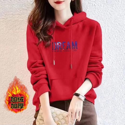 连帽加绒多色棉质卫衣运动宽松休闲时尚印花上衣女潮秋冬新款外套 商品图2