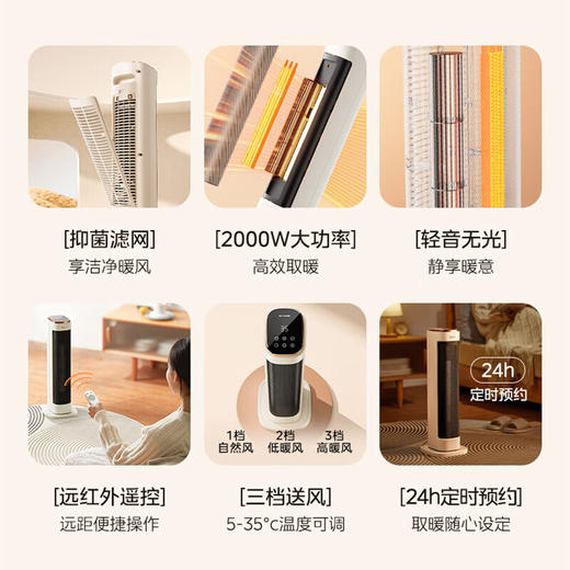 美的 NFU-PRB 电暖器烤火低噪超长PTC大功率发热体 摇头 遥控无光低噪（创） 商品图1