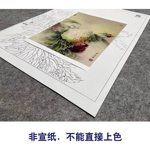 【大彩图】龚雪青工笔画白描底稿《牡丹》临摹勾线花鸟线稿XQ54 商品图2