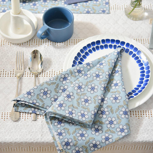 棉质印花餐巾全棉高档田园风擦杯布餐巾 商品图0