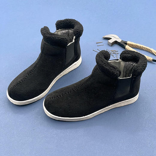 内联升手工高腰男棉鞋千层底灯芯绒拼接棉靴8543A 商品图3