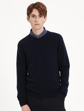 callisto藏青全山羊绒针织衫 FSKNW098H