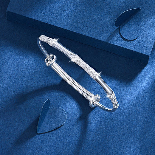 KADER卡蒂罗 满天星竹节 S999银 可推拉调节手镯 女款 轻奢时尚小众设计 浪漫清新百搭款配饰送礼物礼盒款 商品图5