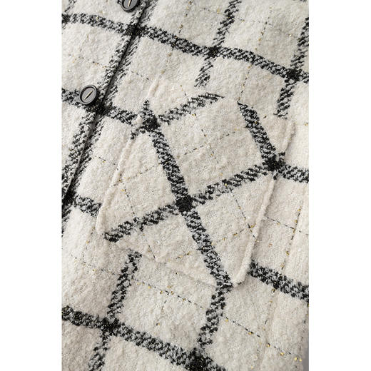 【年终福利/不退换】休闲格调经典黑白格纹帽款长款大衣BC436 商品图3