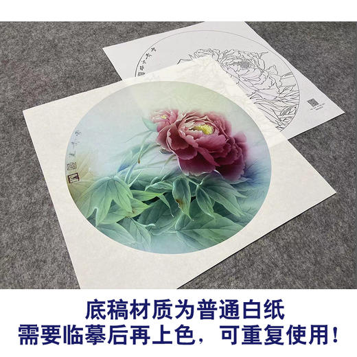 【大彩图】龚雪青工笔画白描底稿小品《牡丹》临摹勾线花鸟线稿XQ15 商品图3