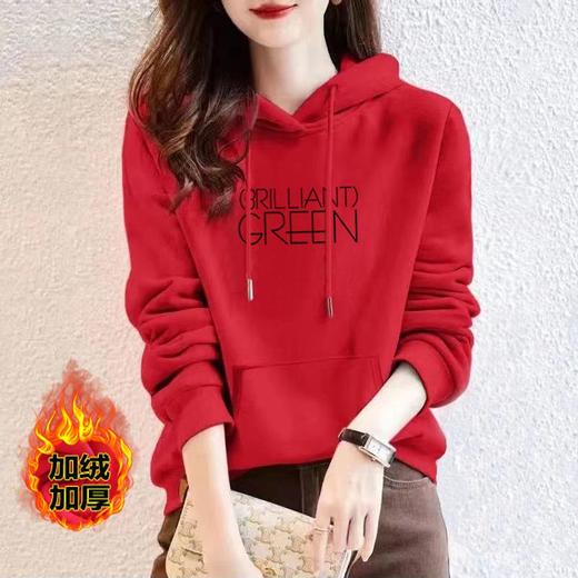 连帽加绒棉质卫衣运动宽松休闲时尚印花外套上衣女潮秋冬新款多色 商品图2