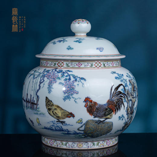 青花加彩大吉大利盖罐 商品图0