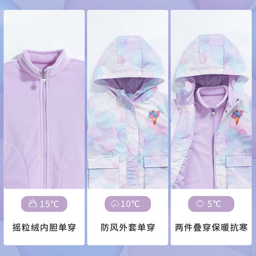 秋冬女童防风保暖户外外套+摇粒绒内搭防泼水两件套
 商品图7