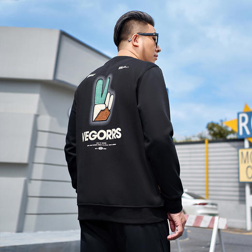 【圈】【新款DMH】大依优型大码加绒卫衣圆领弹力加肥加大胖子长袖上衣男士T恤肥佬男装潮款 商品图3