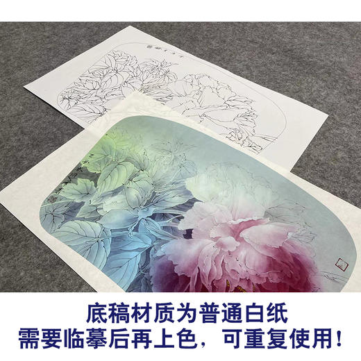 【大彩图】龚雪青工笔画白描底稿小品《牡丹》临摹勾线花鸟线稿XQ27 商品图3