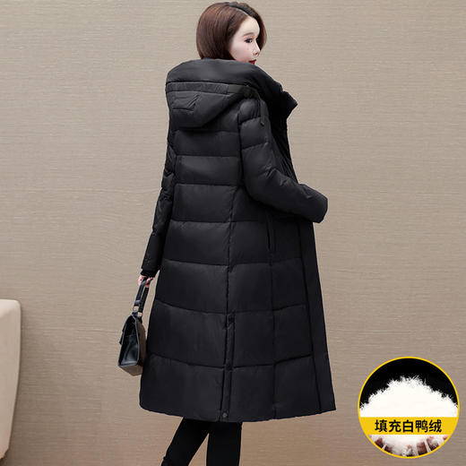 冬季长款白鸭绒羽绒服，连帽保暖过膝加绒冬装羽绒服外套QYM-JJ-MD23B117-Y 商品图2
