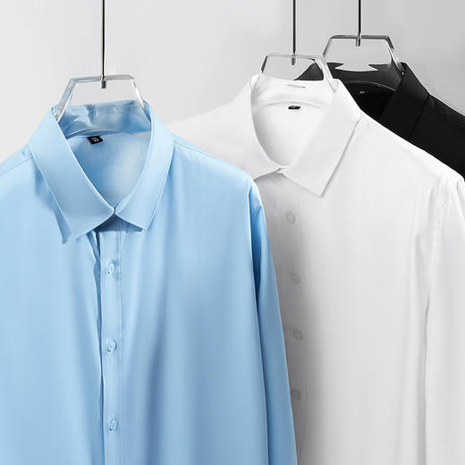 加绒【竹纤维】【新款DDP】大依优型大码加绒长袖衬衫免熨烫多色加肥加大码休闲商务上衣男士 商品图1