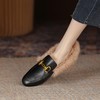 【预售5天】软牛皮复古平底乐福鞋女一脚蹬兔毛毛鞋金属扣休闲鞋MBJR&5149-2 商品缩略图2