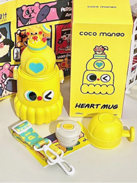 【coco mango 创意爱心保温杯】1、送价值49元原创公仔一个(可拆卸，🔺硅胶材质，安全无异味）