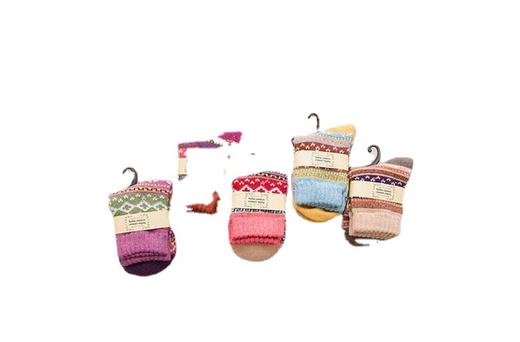 「5双装！羊毛袜」秋冬加厚保暖女士袜 十字花文艺民族风羊绒袜女配饰 商品图4