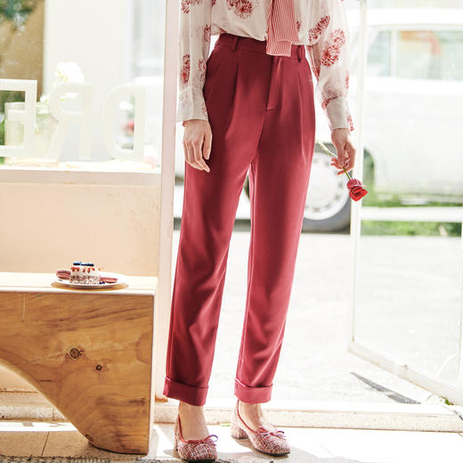 欧芮儿高腰锥形休闲裤女新款直筒宽松哈伦裤职业西裤 商品图1