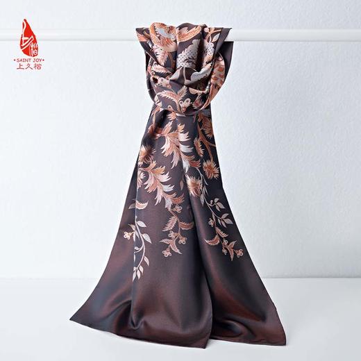 SAINTJOY/上久楷 宋锦围巾杜乐丽之花·深紫兰 深橘色 SCS20003 商品图8