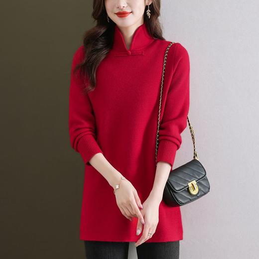 冬季新款，国风立领一体绒纯色保暖加厚毛衣套头针织打底衫CC-103-89859 商品图0