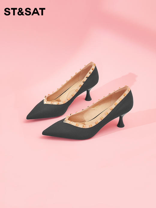 星期六V口铆钉尖头细高跟SS33111941 商品图2