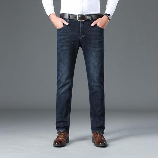 超柔弹力舒适牛仔裤男秋冬厚款直筒宽松高端商务大码水洗棉休闲裤 商品图0