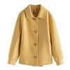 D6096        纯色气质通勤翻领单排扣双面羊绒大衣短款外套 商品缩略图0