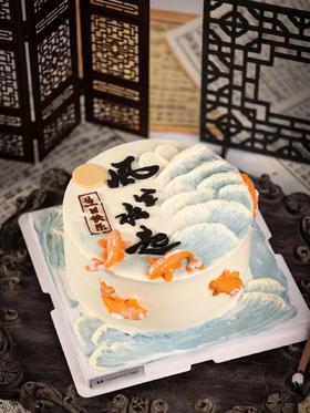 黑巢-锦鲤风生水起生日蛋糕