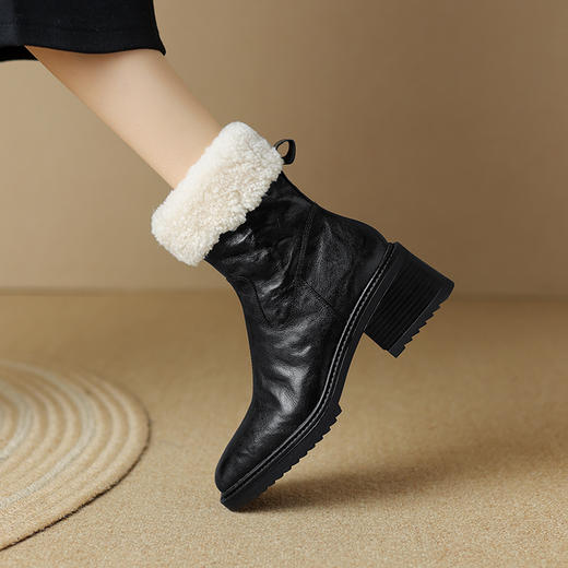 爆款百搭，头层手抓羊皮+羊羔毛短靴NJMK-K801 商品图9