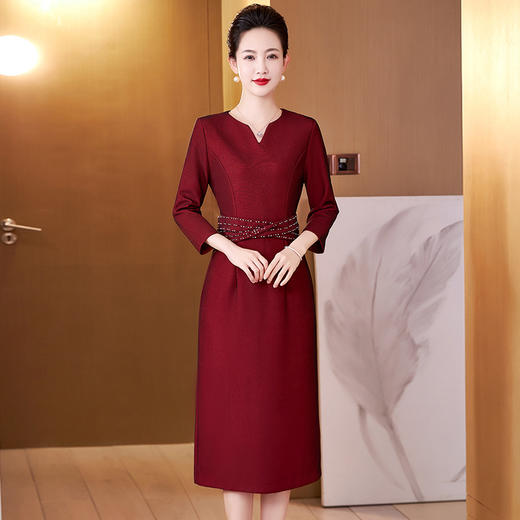 LC-2334新款高端大气年轻婚礼重工钉珠喜婆婆晚宴装礼服连衣裙 商品图1