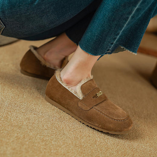 舒适保暖，圆头平底毛里单鞋PS2153 商品图0