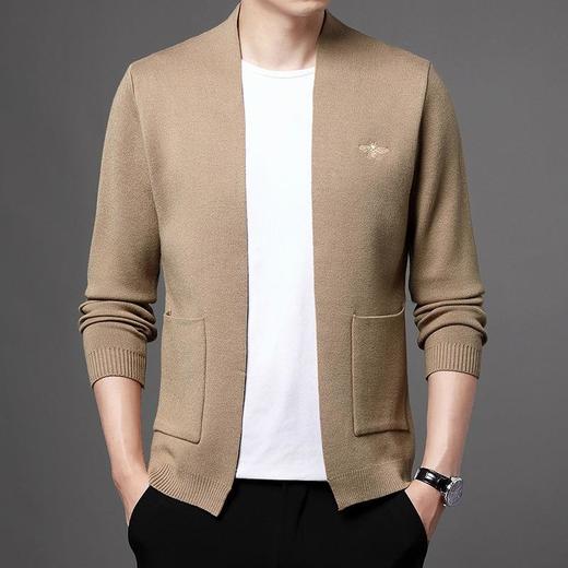 春秋季男士长袖针织开衫青年潮流蜜蜂印花男装外套上衣服 商品图0