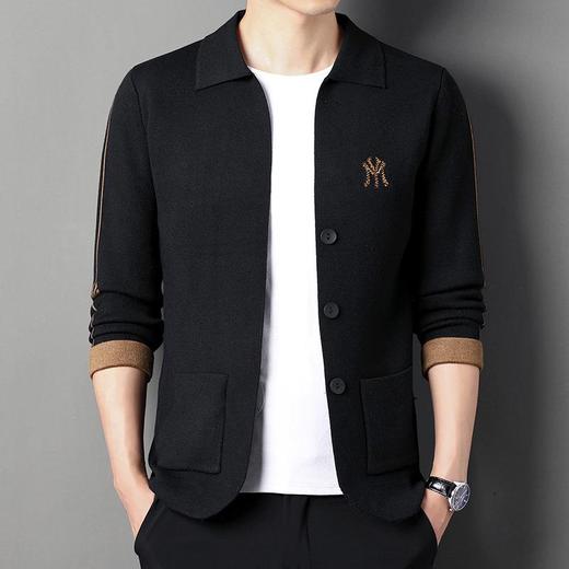 春秋季男士长袖针织衫青年休闲潮流字母刺绣男装上衣外套 商品图0
