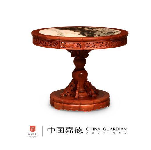红桥红  家具严选  缅甸花梨（大果紫檀）【云石面108清式小圆桌】 商品图0