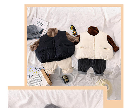 【时尚韩版宽松❗️儿童羽绒马甲】加厚简约中小童外穿保暖坎肩男女宝宝洋气背心棉马夹童面包夹父亲节礼物新年礼盒年货礼盒 商品图1