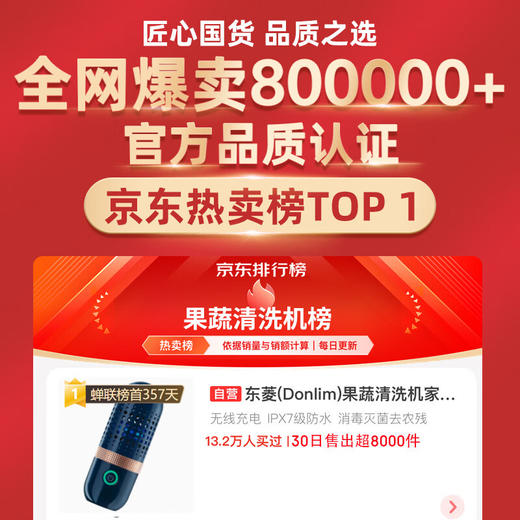 【行业爆款·除菌率99.9%】东菱(Donlim)胶囊果蔬清洗机家用洗菜机蔬菜水果食材净化机器去农残清洗机除菌神器 无线便携 DL-001 商品图0