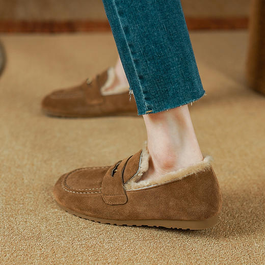 舒适保暖，圆头平底毛里单鞋PS2153 商品图1