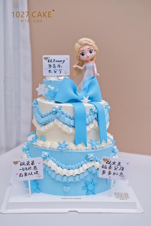 1027CAKE | 双层  爱莎主题 冰雪奇缘 公主 周岁 蝴蝶结 商品图2