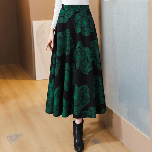 MZ 12436加厚半身裙气质大摆裙高腰显瘦a字伞裙 商品图0