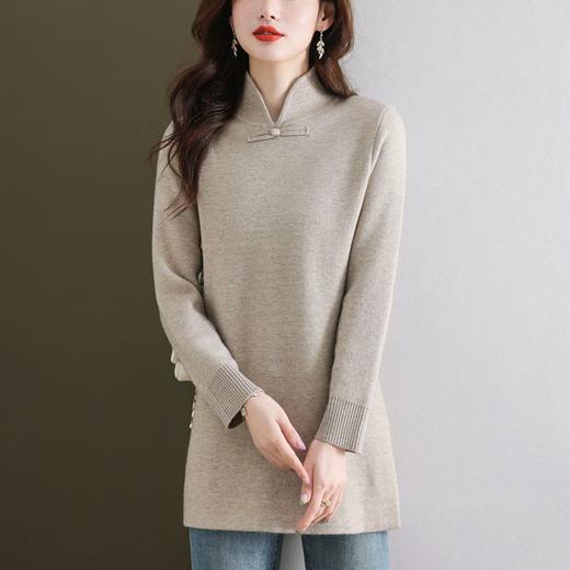 冬季新款，国风立领一体绒纯色保暖加厚毛衣套头针织打底衫CC-103-89859 商品图3