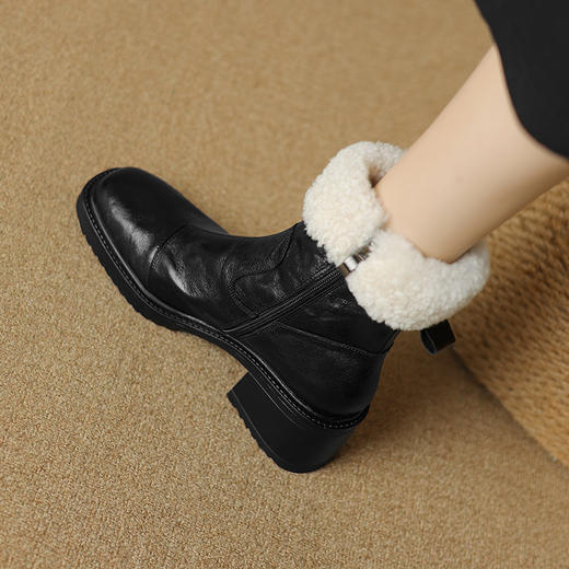 爆款百搭，头层手抓羊皮+羊羔毛短靴NJMK-K801 商品图11