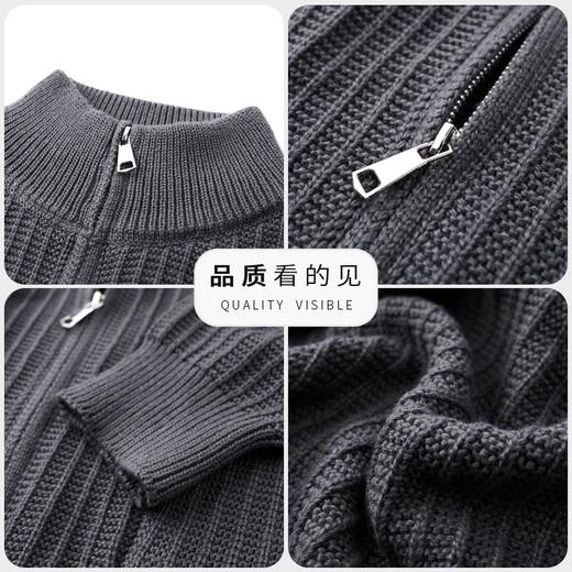 长袖针织开衫秋冬季新款简约立领拉链休闲毛衣百搭外套男 商品图2