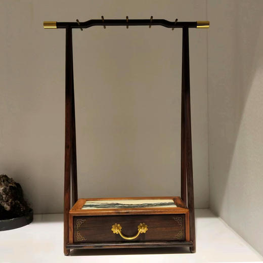 云石带抽屉笔架°紫光檀+酸枝 商品图0