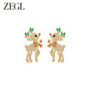 ZEGL圣诞系列小麋鹿耳环女新年人造珍珠耳钉小众925银针秋冬耳饰 商品缩略图0
