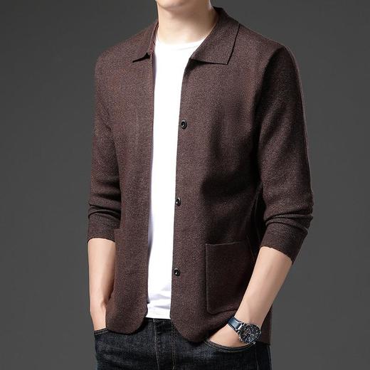 秋冬季中青年男士翻领宽松长袖针织衫纽扣开衫外套 商品图1