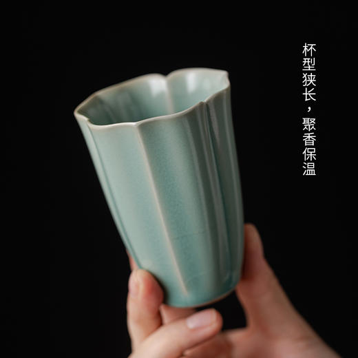 汝山明仿古釉玉兰杯大号汝窑主人杯聚香型100ml家用陶瓷茶杯 商品图1