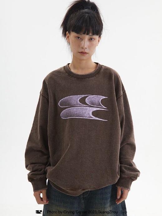 CryingCenter秋冬裂纹logo做旧水洗炒色圆领长袖卫衣潮牌哭喊中心 商品图2