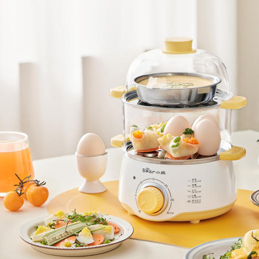【小程序】小熊(Bear)家用蒸蛋器 旋钮可定时煮蛋羹机 高温断电保护迷你单双层蒸锅 ZDQ-C14F3 商品图0